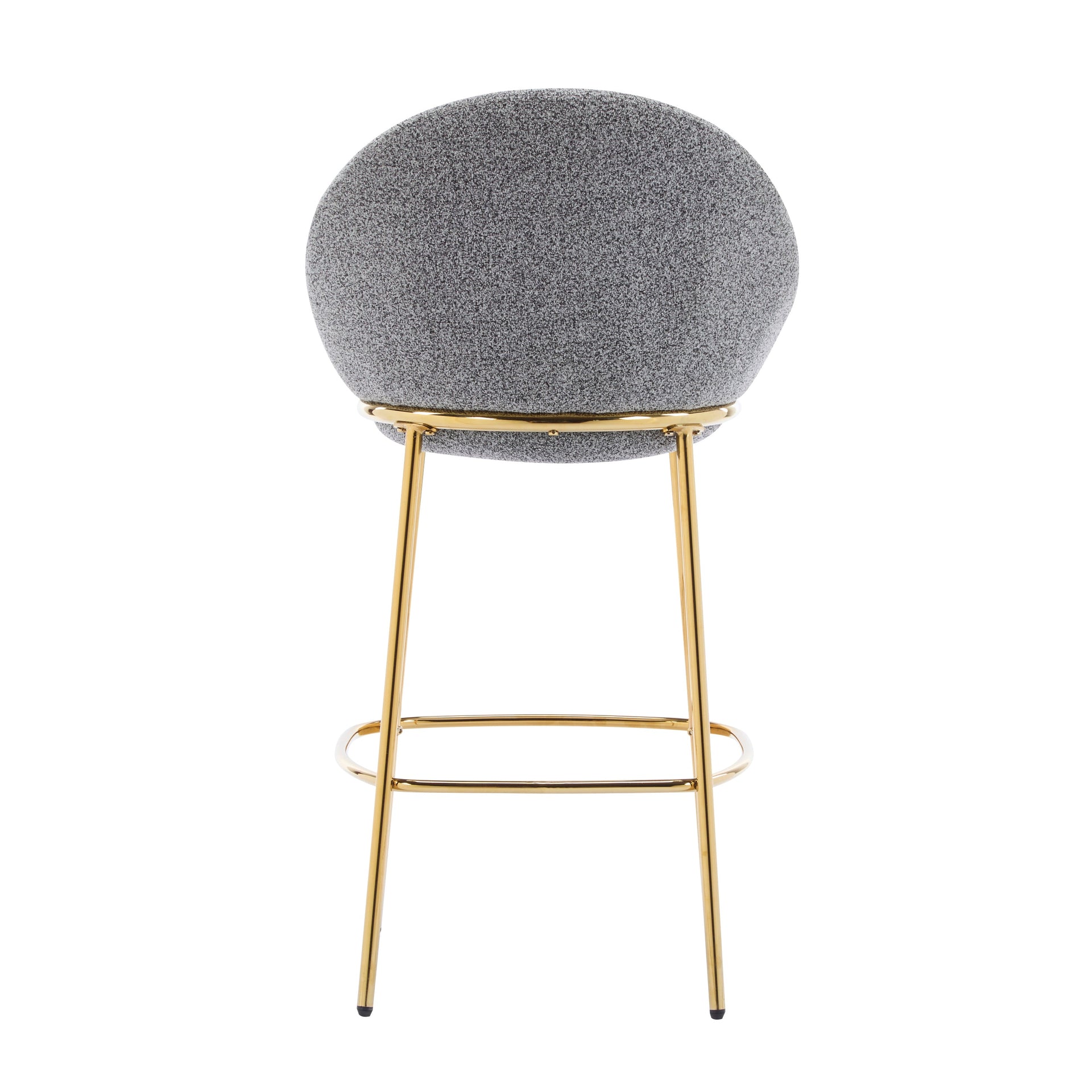 Gold & Gray Upholstered Bar Stools with Backrest – Modern Glam Counter Stools (Set of 2)