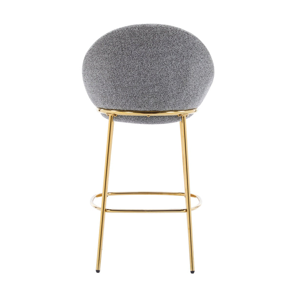 Gold & Gray Upholstered Bar Stools with Backrest – Modern Glam Counter Stools (Set of 2)
