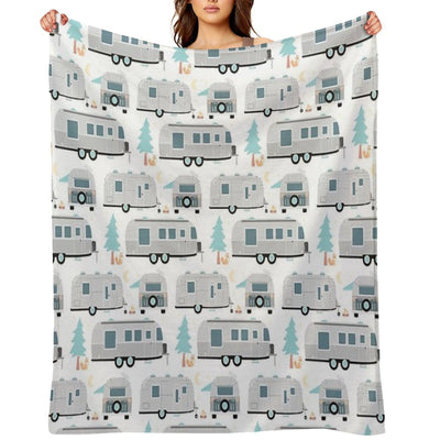 Cute Airstream Pattern Durable Throw Blanket