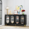 Modern Accent Sideboard Cabinet with Acrylic Doors, Freestanding Storage Cupboard Console Table for Kitchen Dining Black - Black+MDF+Metal