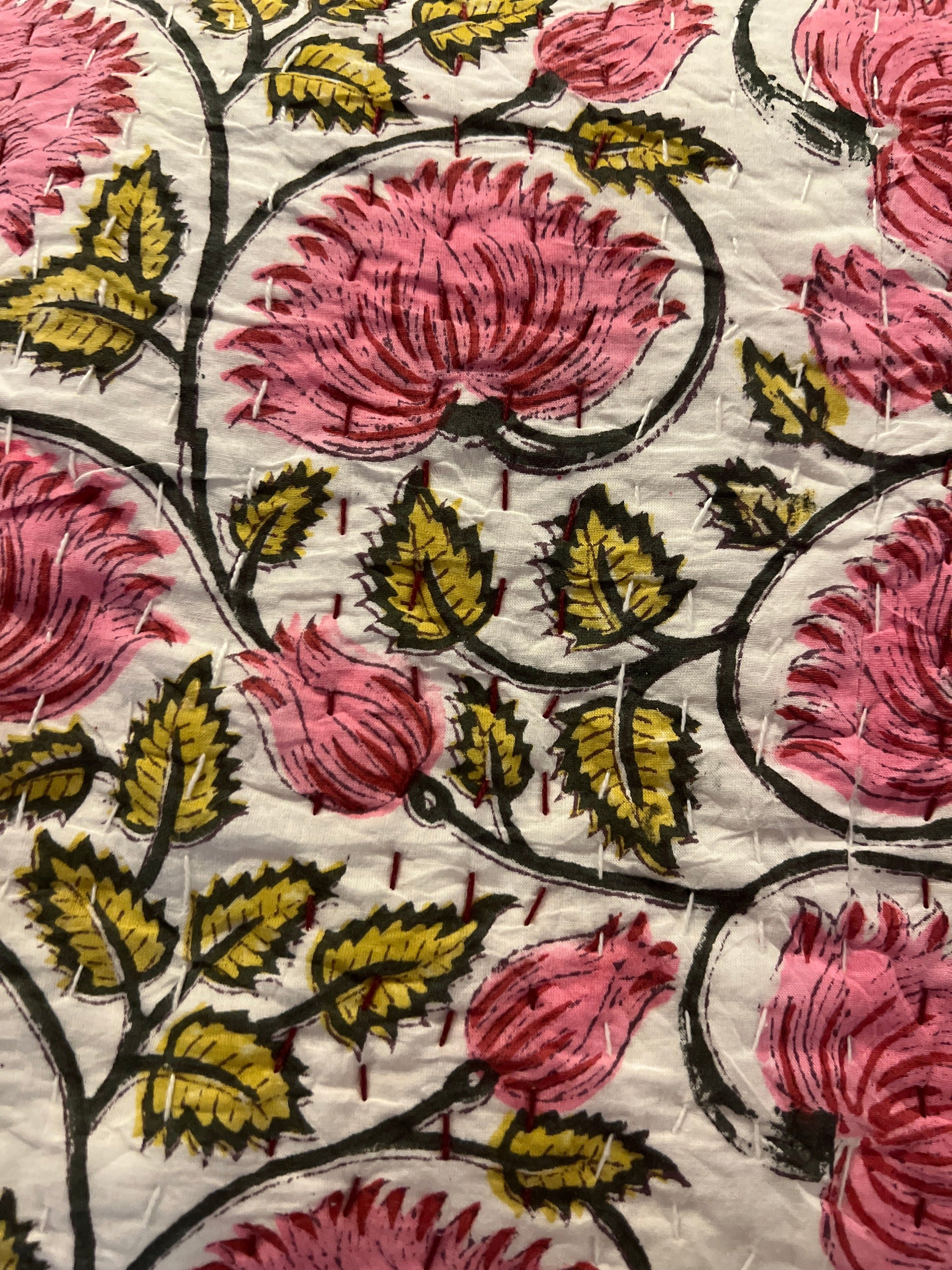 Rest Home Sofa light Block Print Cotton Kantha Quilt (Events)