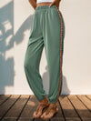 Perfee Weave Band Patchwork Elastic Waist Joggers - Gum Leaf / XL