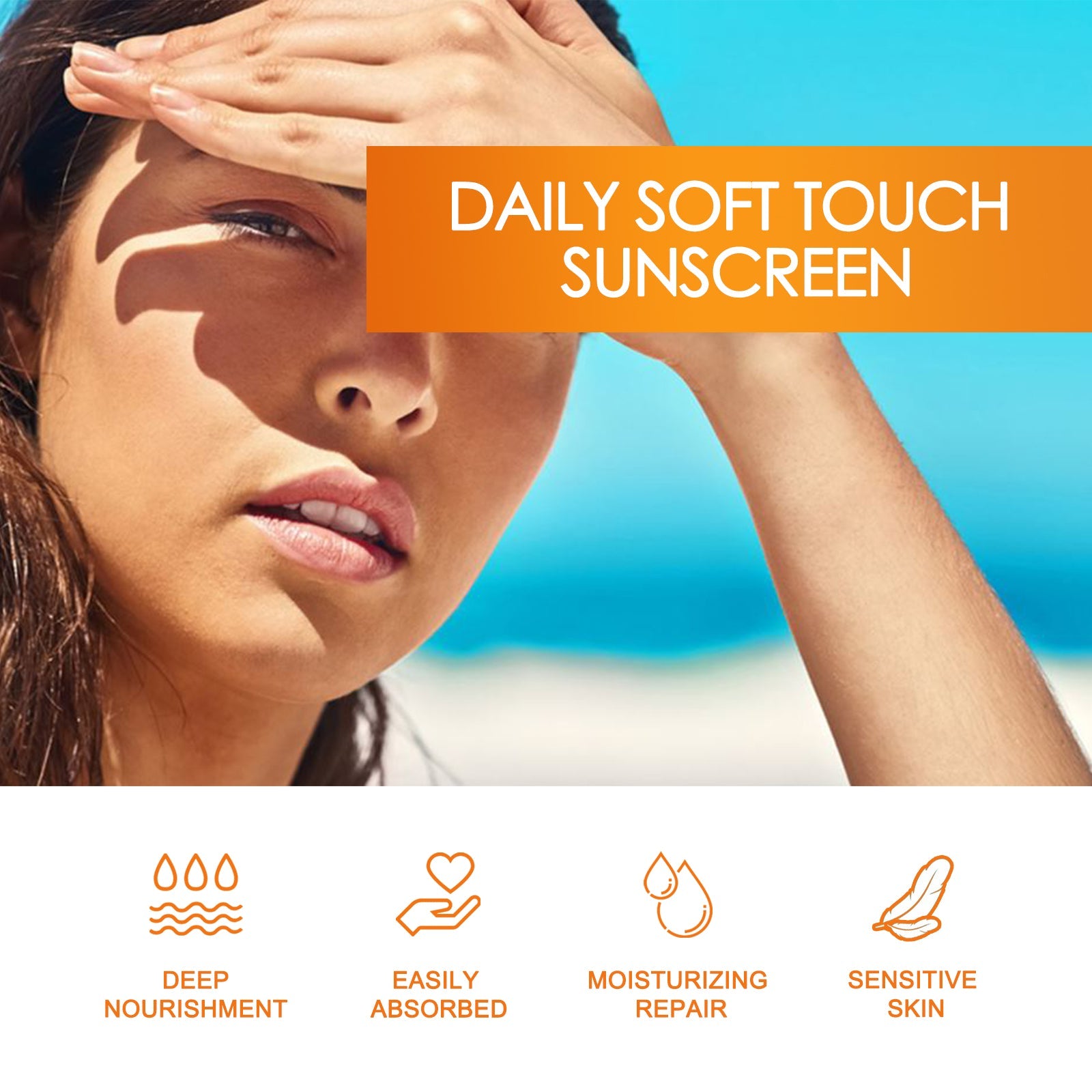 Daily Soft Touch Sunscreen, Gentle Facial Body Skin Non-Sticky Non-Fake White Protection Moisturizing Anti-Uv Cream