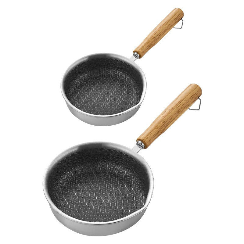 Stainless steel flat bottomed frying pan, non stick pan, deepening multifunctional mini frying pan for steak and eggs, small fry