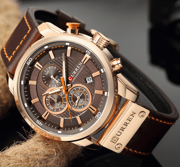 Men's Waterproof Elegant Sport Watch With Chronometers Day View, Leather  Belts And Hardlex Scratch Resistant Glass Perfect Gift For Him