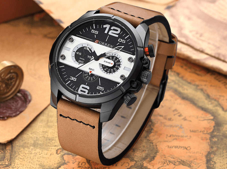 Men's  Waterproof Retro Style Watch With Excellent  Background, Chronometers  Large Numbers Perfect Gift