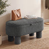 42 Inch Storage Ottoman Bench Corduroy Fabric Upholstered Foot Stool-Gray