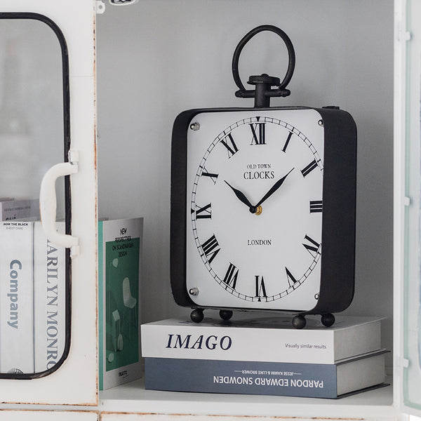 Black Vintage Style Large Metal Table Clock