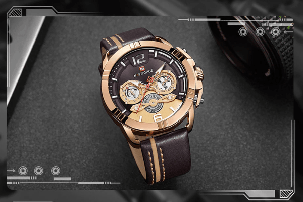 Waterproof  Quartz  Man Leather Sport Wrist Watch  Luxury Unique Design Perfect Gift