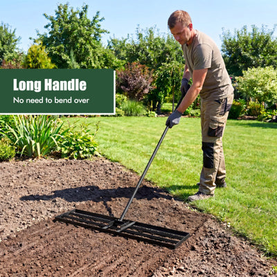 42 x 10 Inch Lawn Leveling Rake with Ergonomic Handle-Black