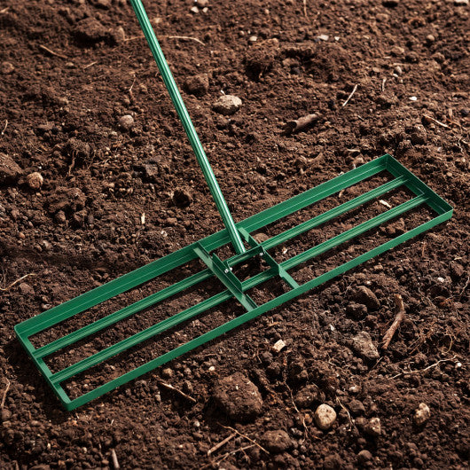 42 x 10 Inch Lawn Leveling Rake with Ergonomic Handle-Green