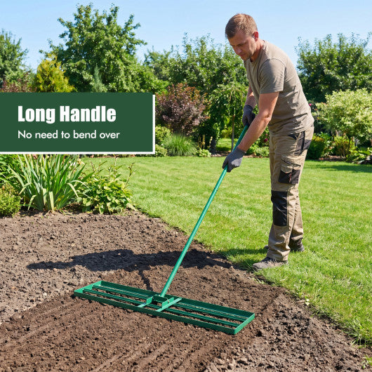 42 x 10 Inch Lawn Leveling Rake with Ergonomic Handle-Green