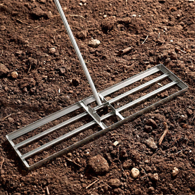 42 x 10 Inch Lawn Leveling Rake with Ergonomic Handle-Silver