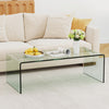 42 x 19.7 Inch Clear Tempered Glass Coffee Table with Rounded Edges-Transparent