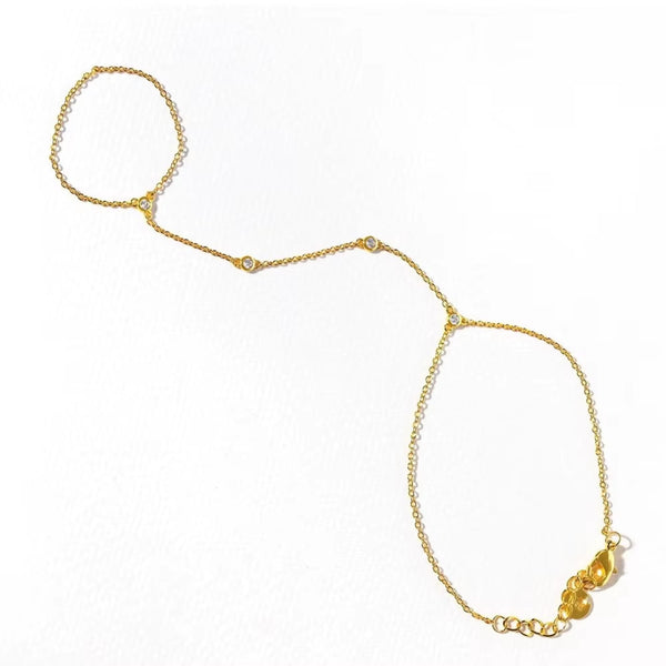 18K Gold Plated Hand Chain Bracelet - Zircon Accents GOODSPHORIA.COM