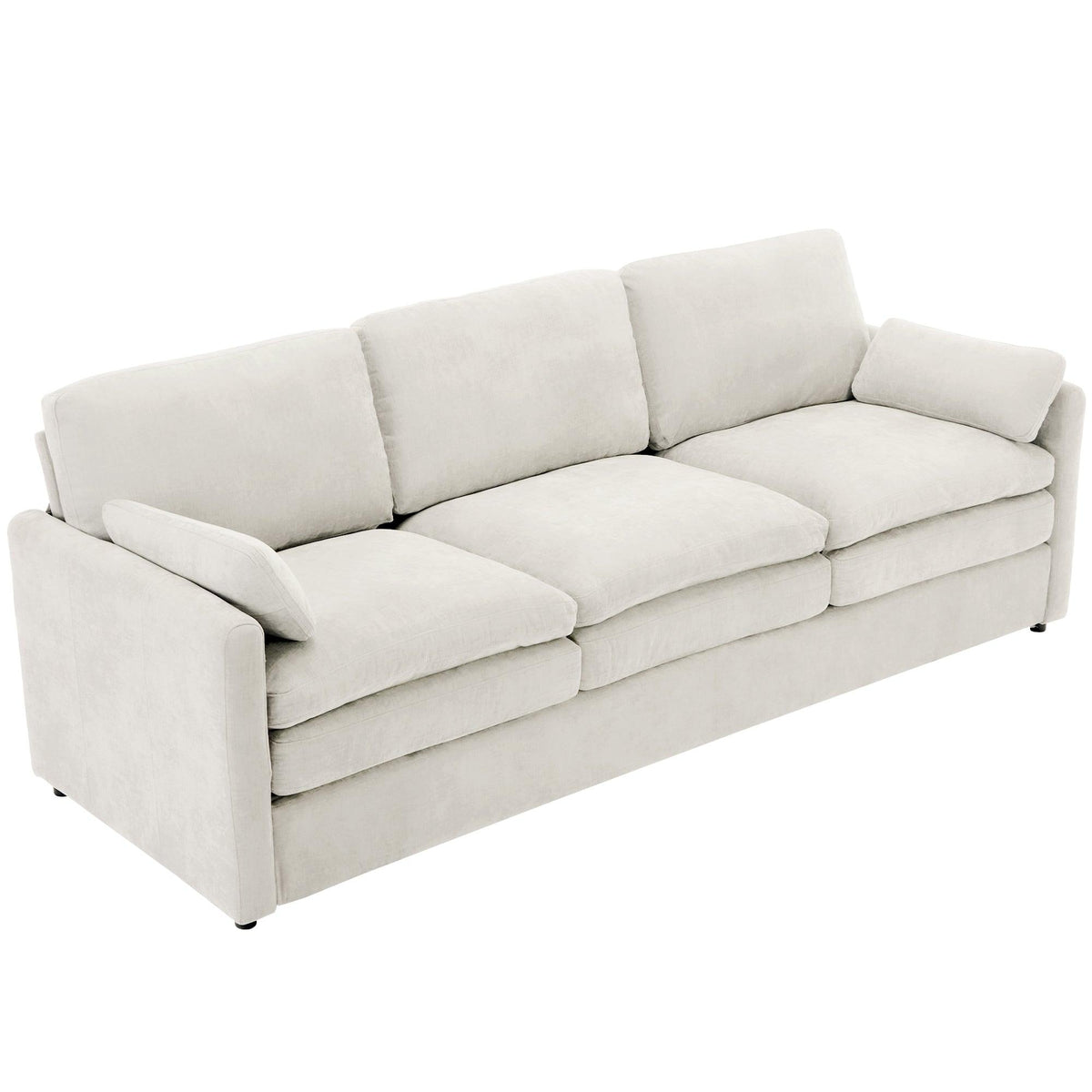 Cozy Upholstered 3-Seater Sofa with Plush Double Cushion and Ergonomic Design