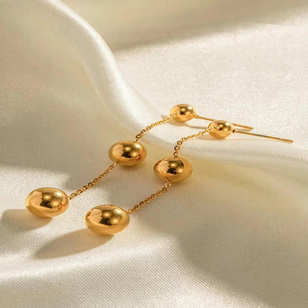 Gold Ball Bead Chain Drop Earrings - Gifts for You 'n Me