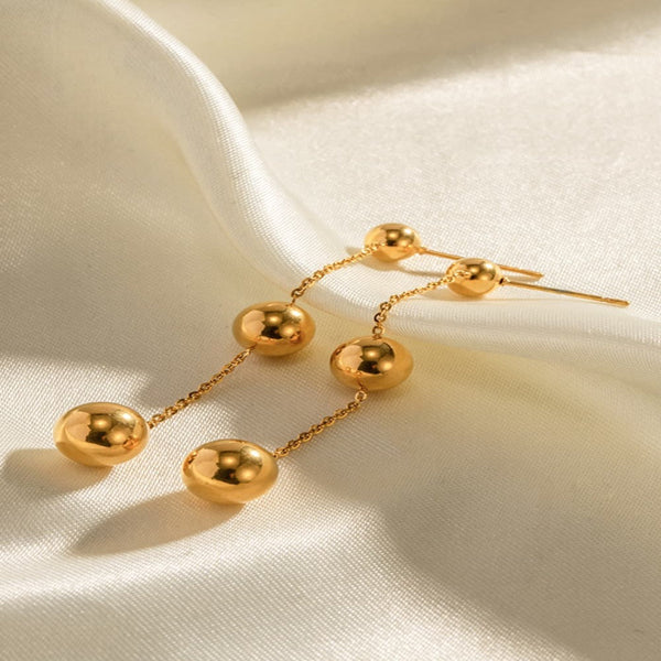 Gold Ball Bead Chain Drop Earrings