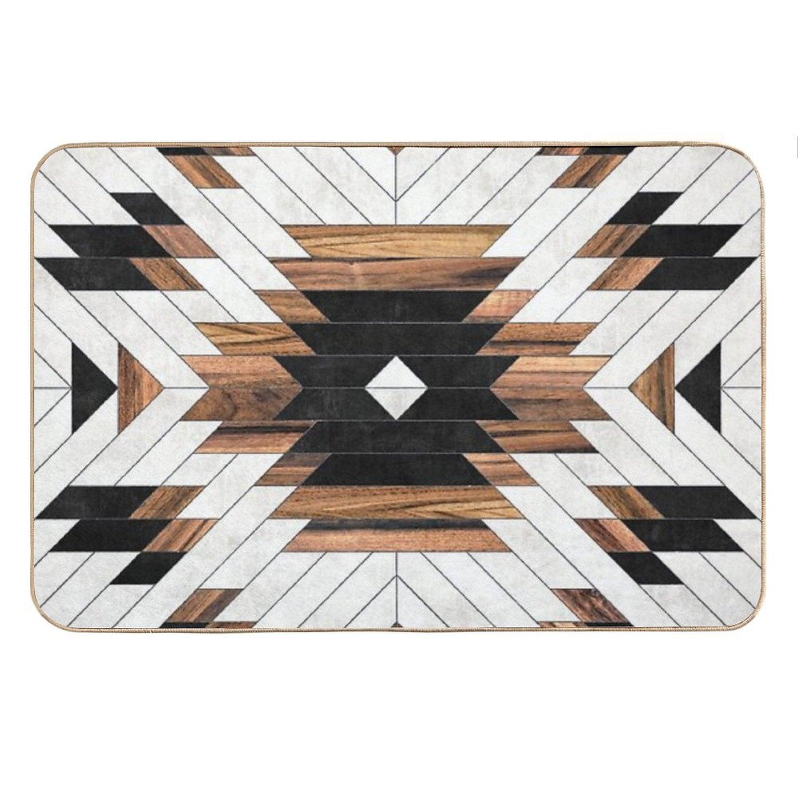 Urban Tribal Pattern No.5 - Aztec - Concrete And Wood Bath Mat
