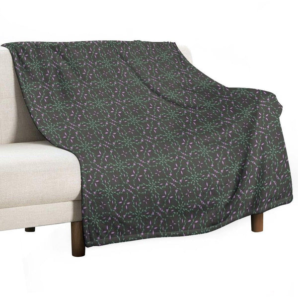 Bloom Vine in Purple And Black Throw Blanket