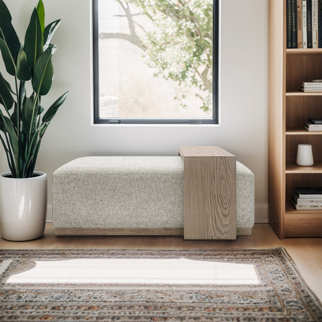 Peggy Bench/Cocktail Ottoman With Table - Tweed/Multi