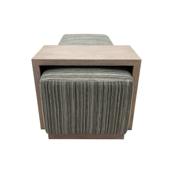 Peggy Bench/Cocktail Ottoman With Table - Stripe/Multi