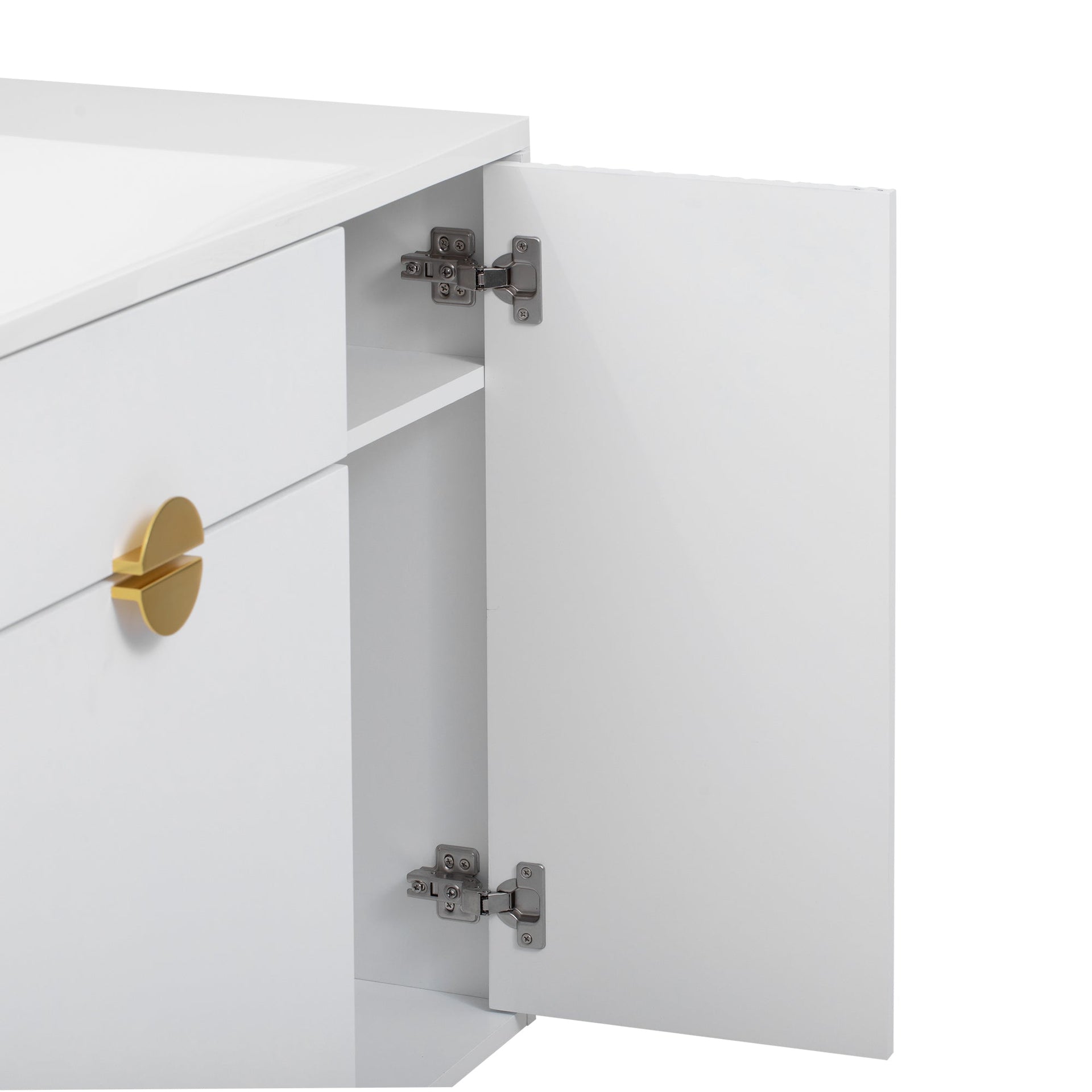 36' Bathroom Vanity with Resin Basin Sink, Modern Bathroom Sink Cabinet, Storage Cabinet with Soft-Closing Door and Drop-Down Door