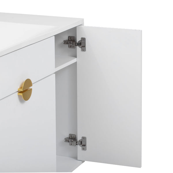 36' Bathroom Vanity with Resin Basin Sink, Modern Bathroom Sink Cabinet, Storage Cabinet with Soft-Closing Door and Drop-Down Door