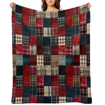 Cozy Multicolor Plaid Flannel Patchwork Wrinkle-free Throw Blanket
