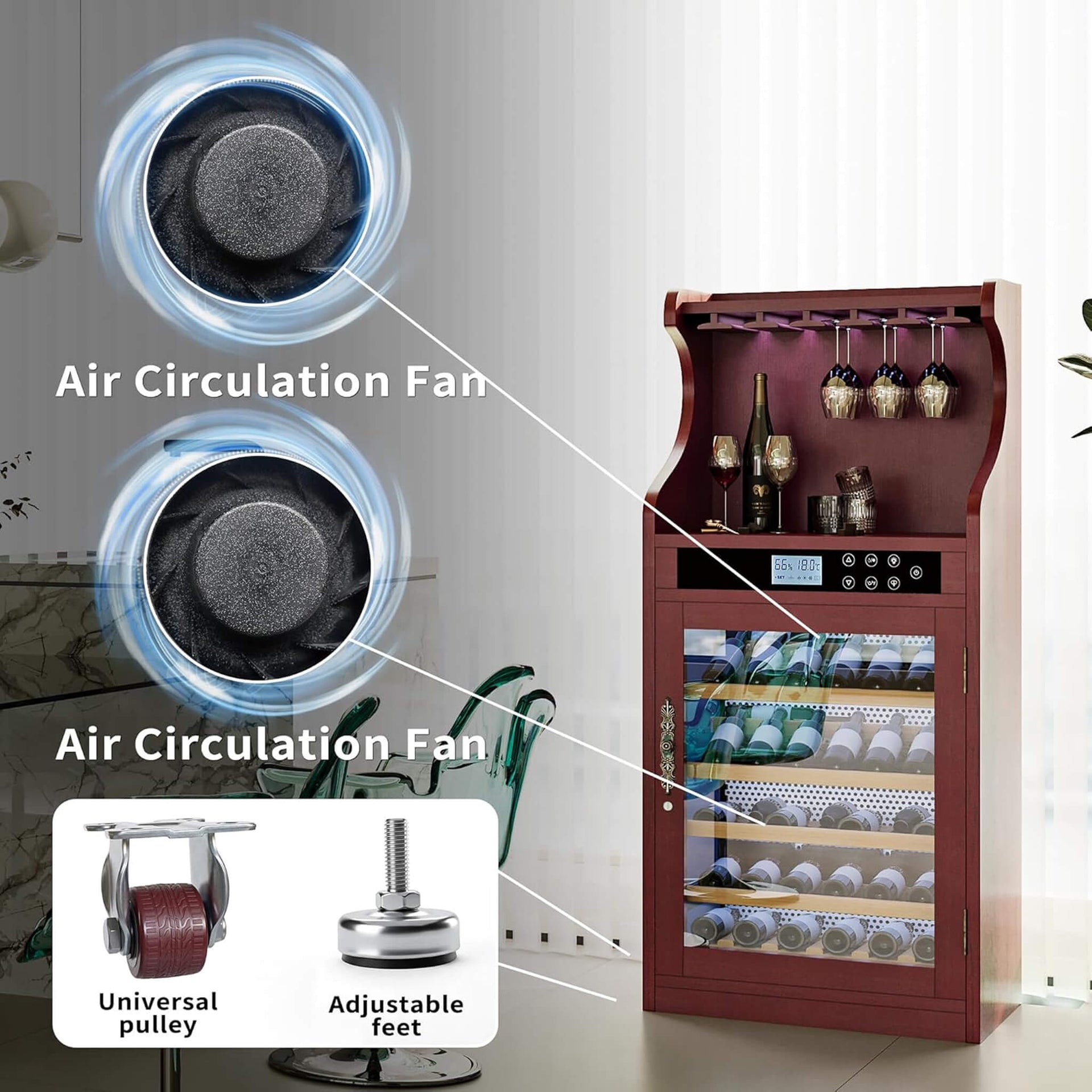 Luxury 43-Bottle Freestanding Low Noise Wine Cooler Cabinet (SAK56084)