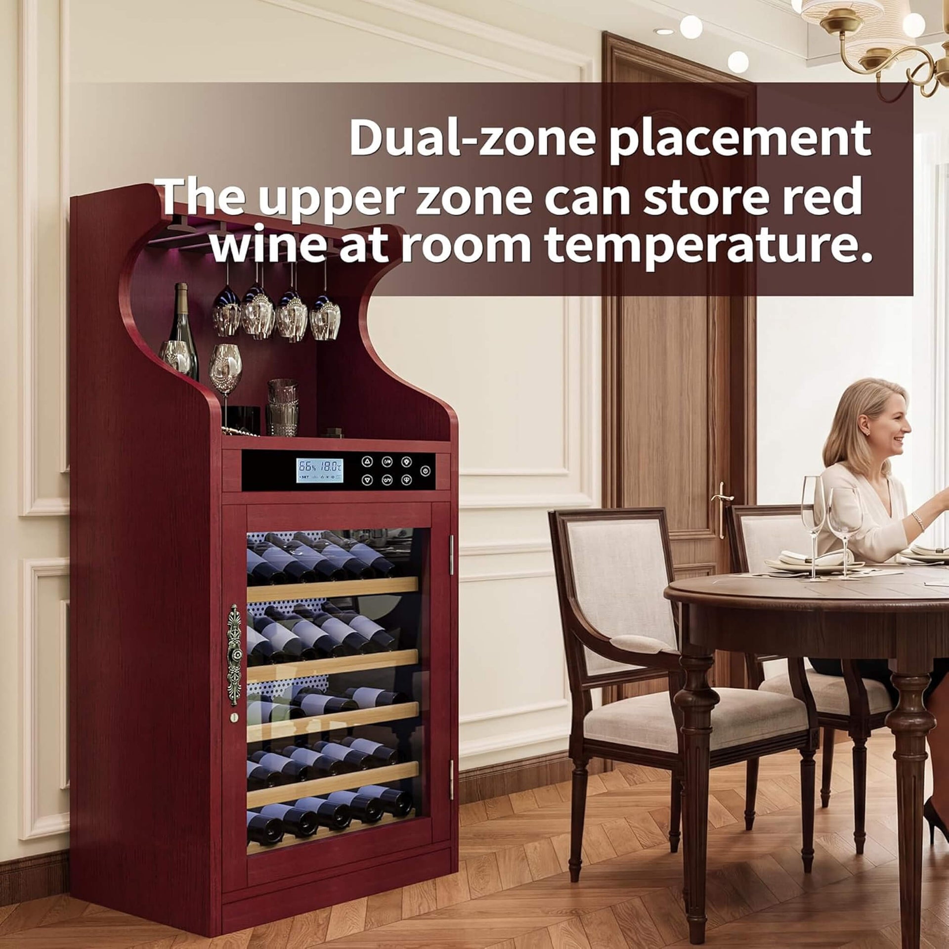 Luxury 43-Bottle Freestanding Low Noise Wine Cooler Cabinet (SAK56084)