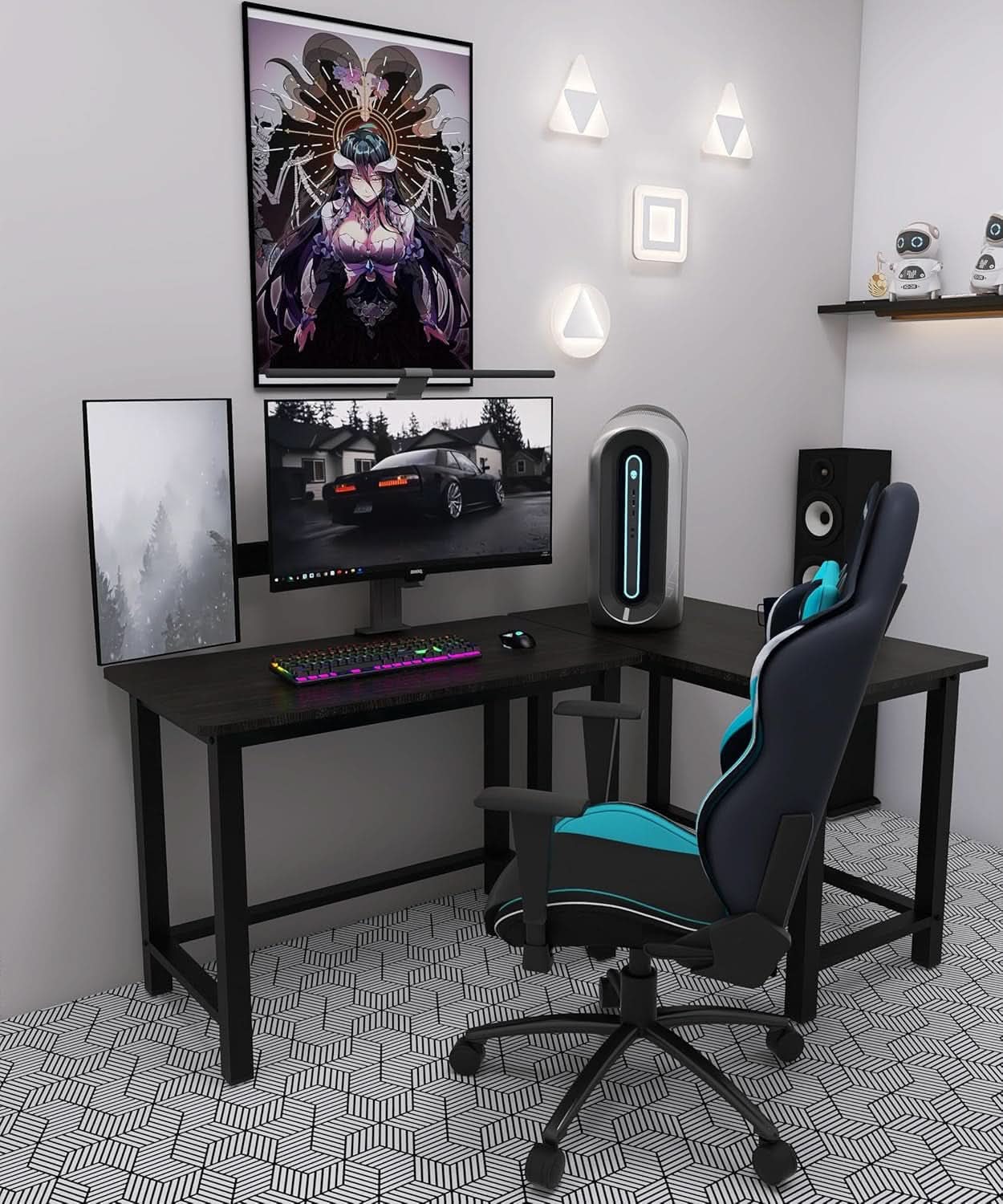 43 Inch Home Office Desk With Heavy Duty Steel Frame