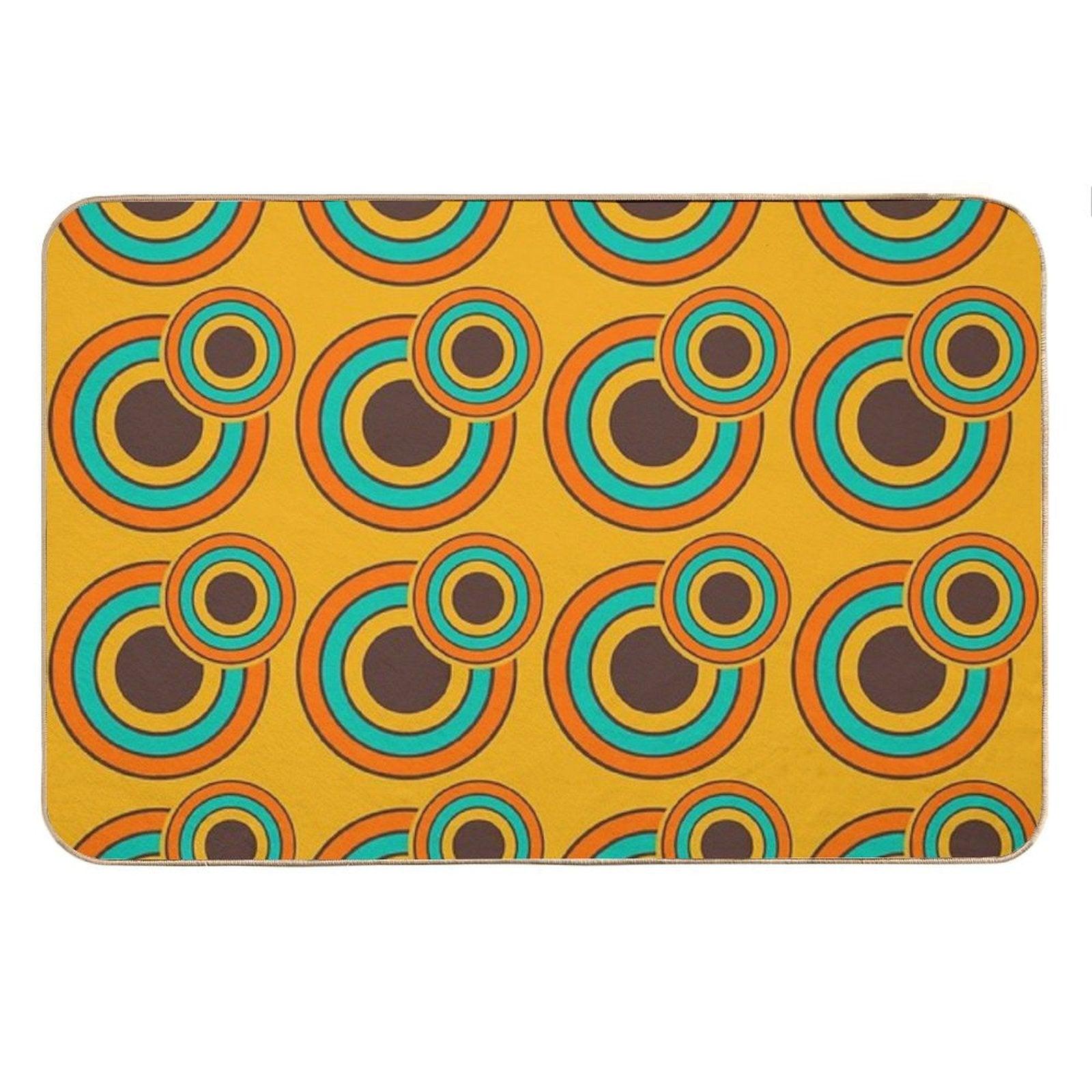 1970's Retro Circles  Vintage 70s Seventies Pattern Bath Mat