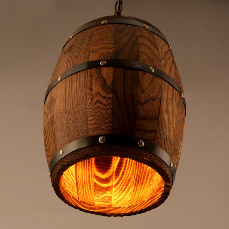 Creative personality wine barrel wooden chandeliers Decorbites