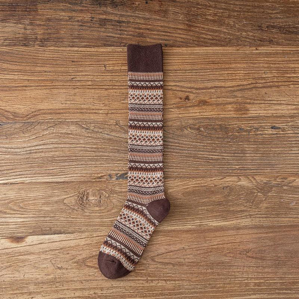 Socks Women's Middle and High Tube Calf and Knee Socks Ins Ethnic Style Net Red Style Harajuku Mori Striped Cotton Socks