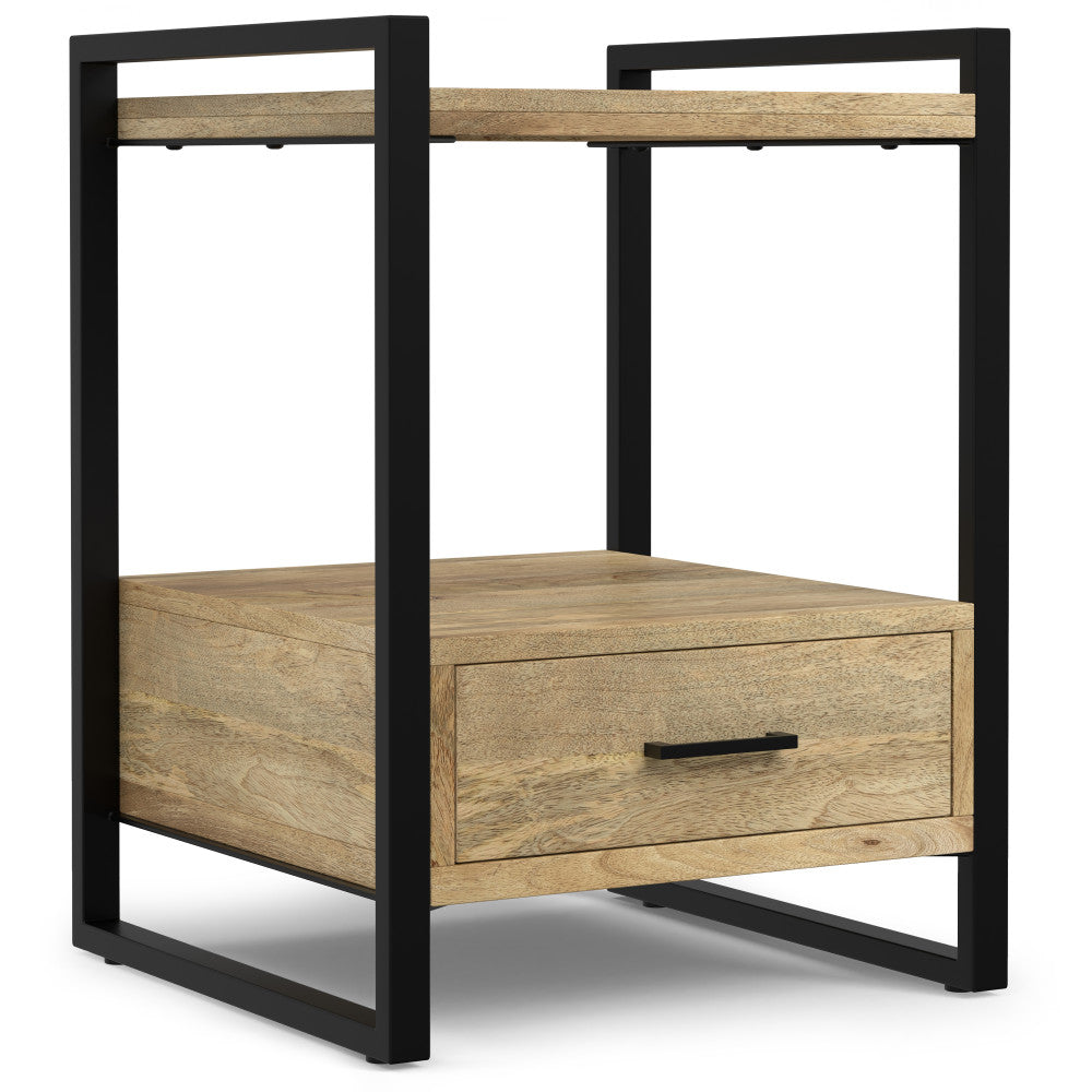 Riverside Solid Mango Wood Bedside Table in Refined