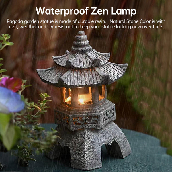 Solar-Powered Zen Garden Decor: Pagoda Lanterns & Statues - Gifts for You 'n Me
