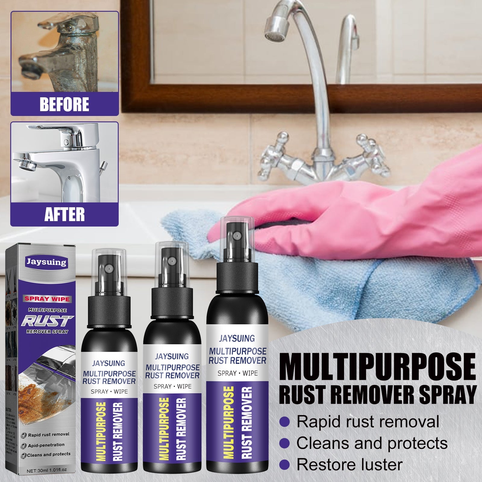 Metal Rust Remover, Multi-Functional Automotive Hub Polishing Retreader Faucet Stainless Steel Rust Removal