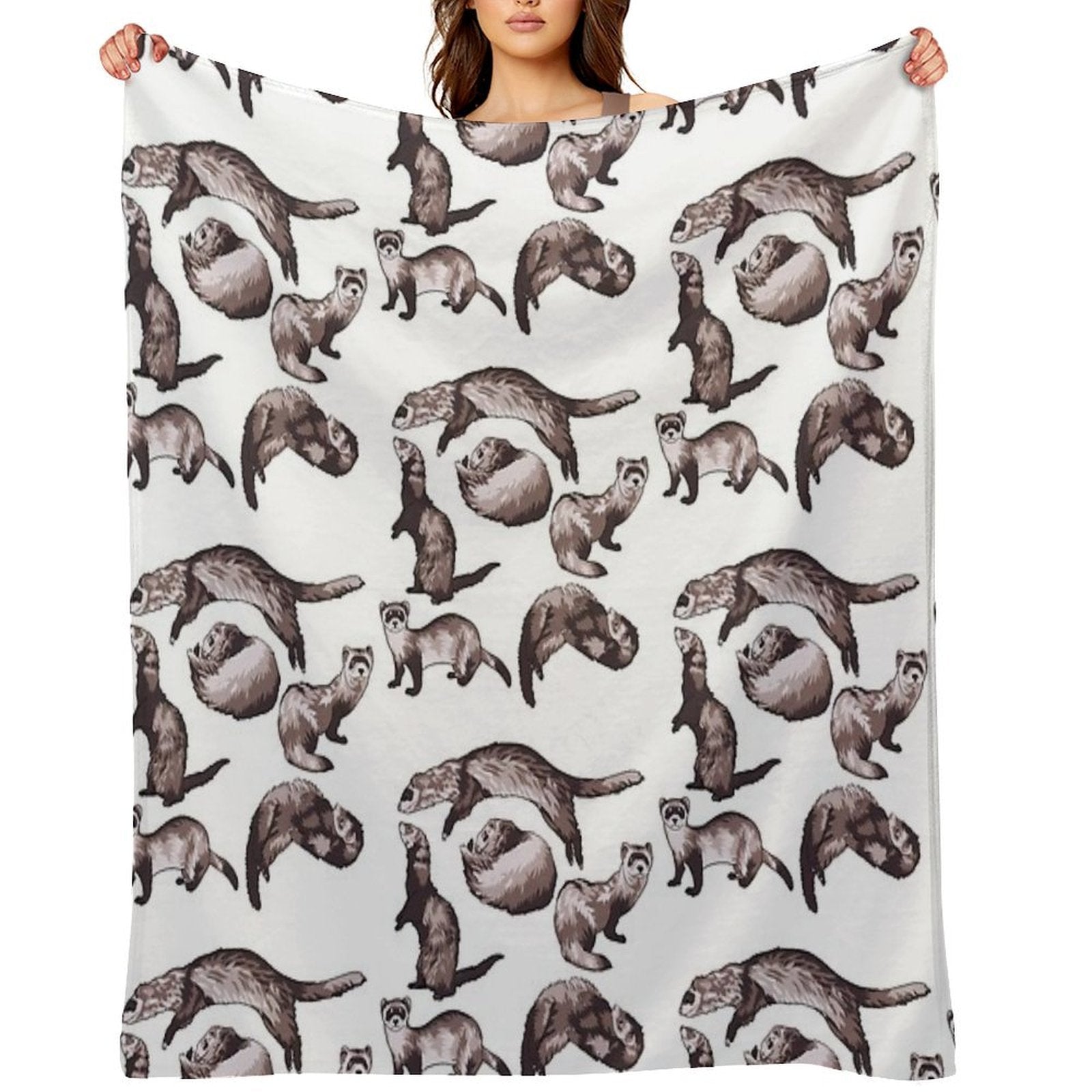 Ferrets Wrinkle-free Throw Blanket
