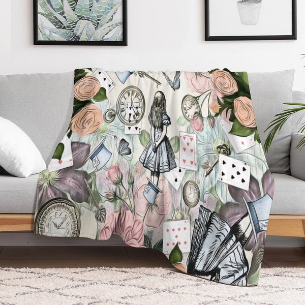 Alice In Wonderland  Collage Throw Blanket