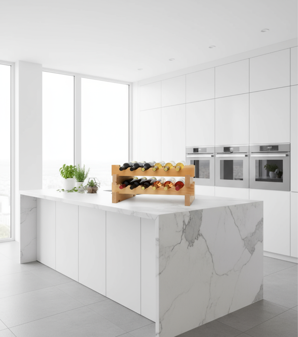 Stackable Wood Wine Rack Customizable for Growing Bottle Collection, Small and Space Saving Holds 12 Bottles
