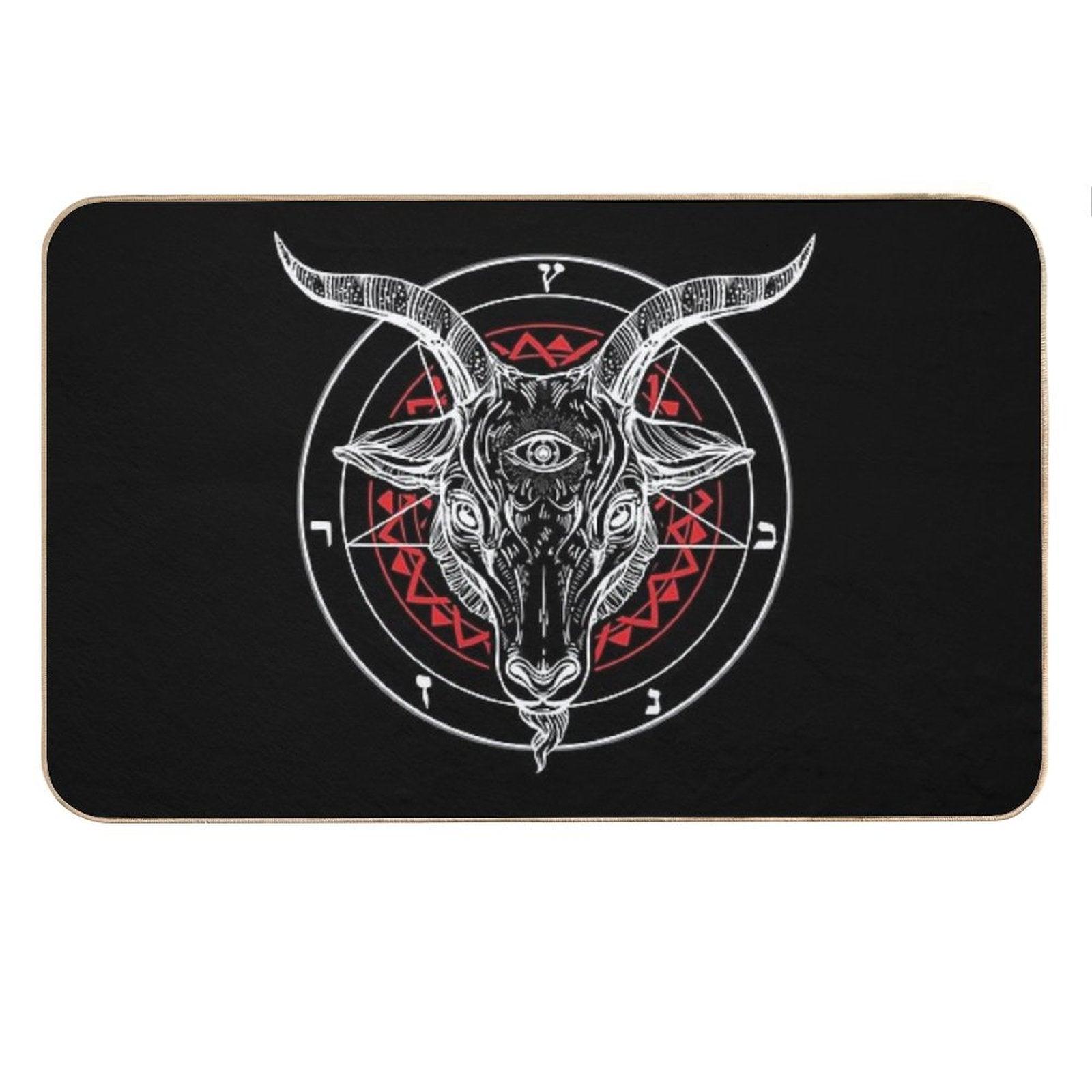 Satanic Goat Baphomet Circle Satan Symbol  Lucifer Devil Bath Mat