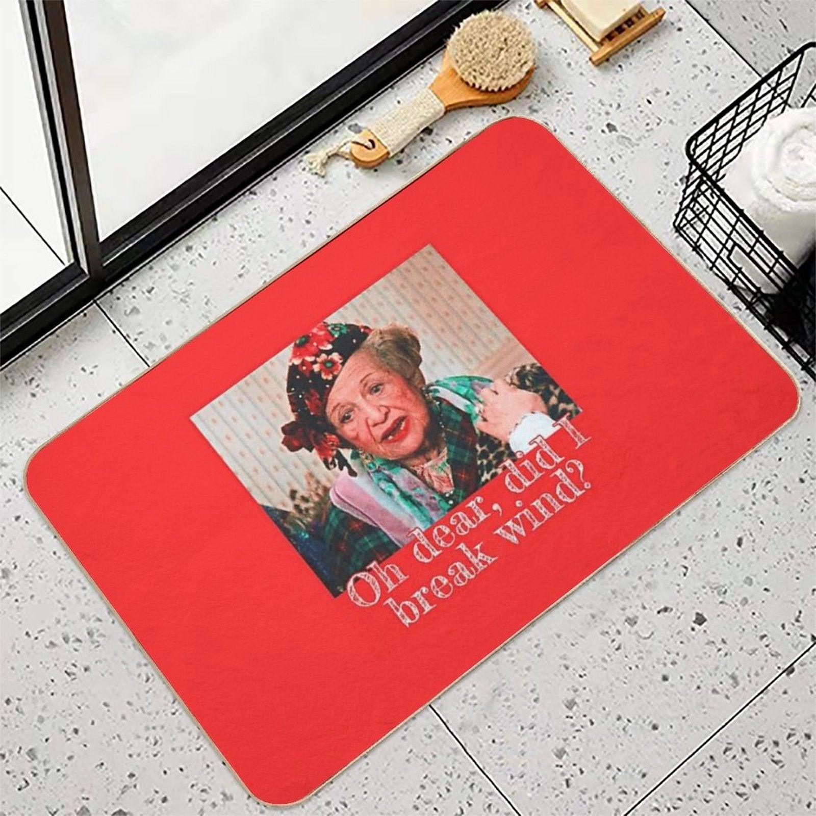Oh Dear, Did I Break Wind  Christmas Vacation (Red Border) Bath Mat