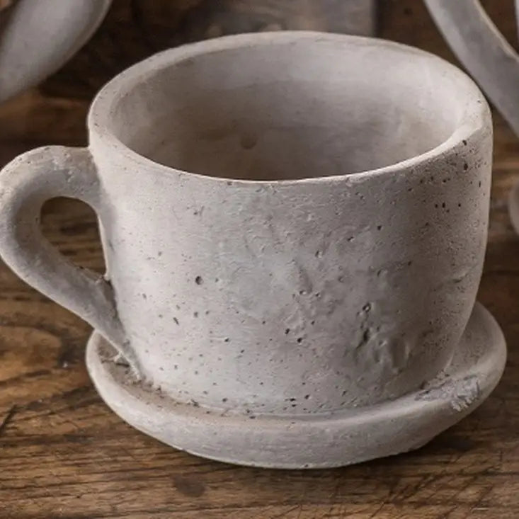 Large Cement Teacup Planter