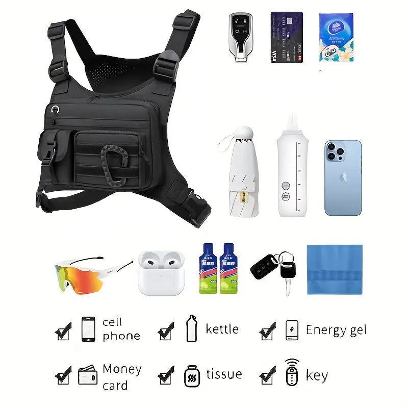 Men's Tactical Chest Bag - EDC Waterproof Anti-Theft Vest for Outdoor Cycling & Running