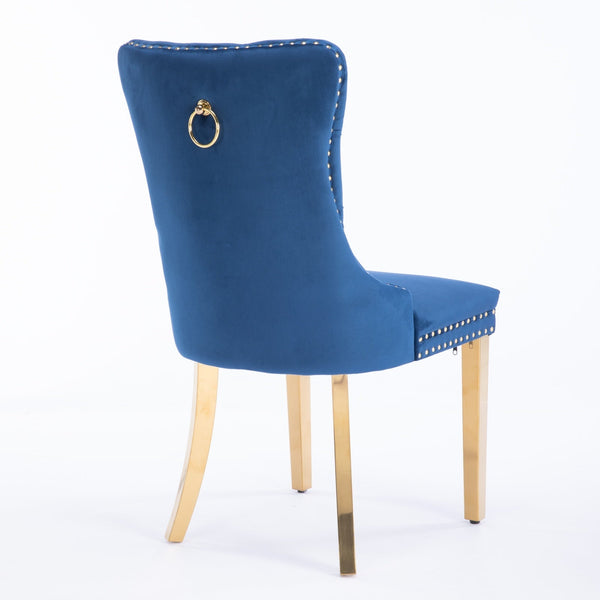 Nikki Collection Modern Tufted Solid Wood Velvet Upholstered Dining Chair with Gold Legs
