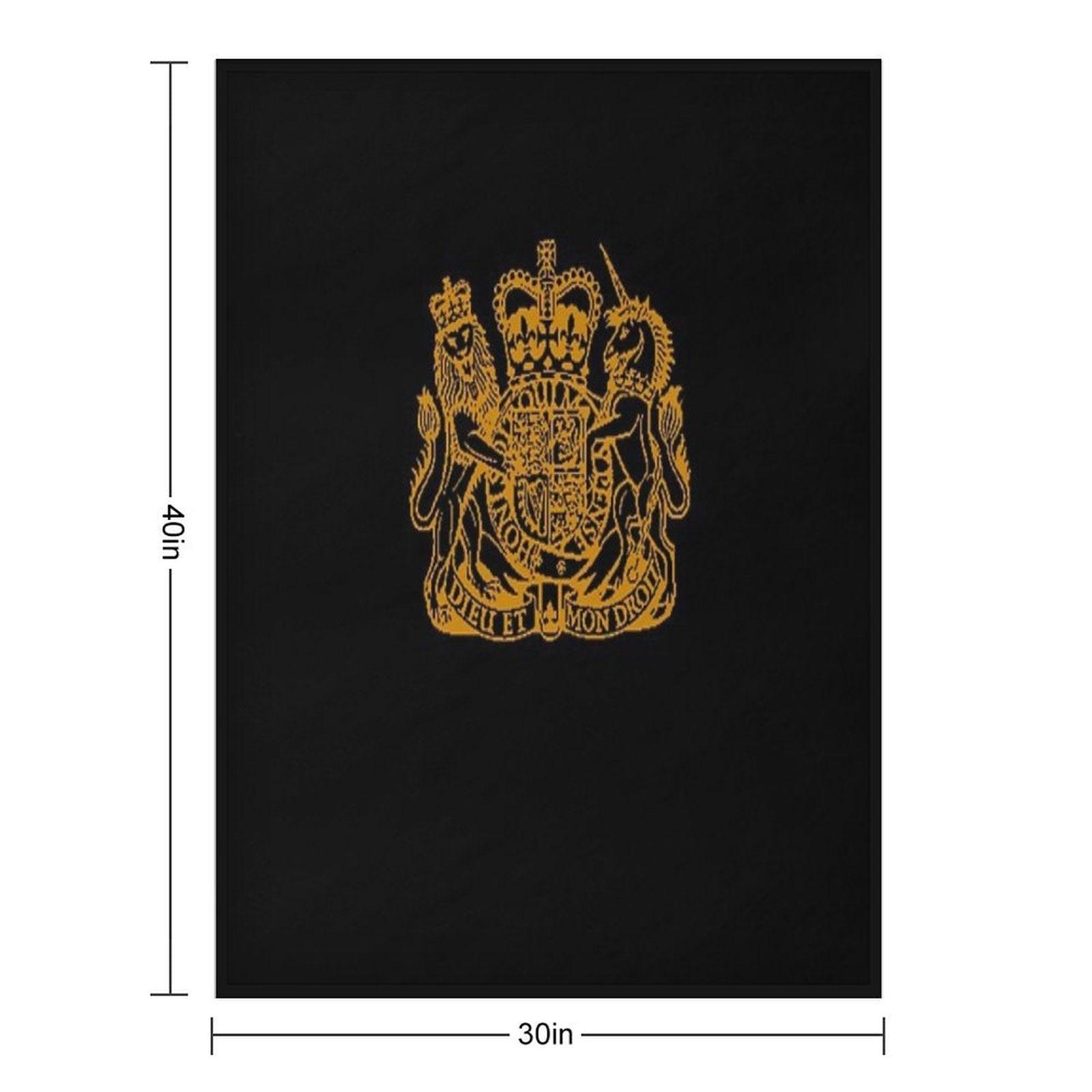Elizabeth II Royal Coat of Arms Emblem Throw Blanket