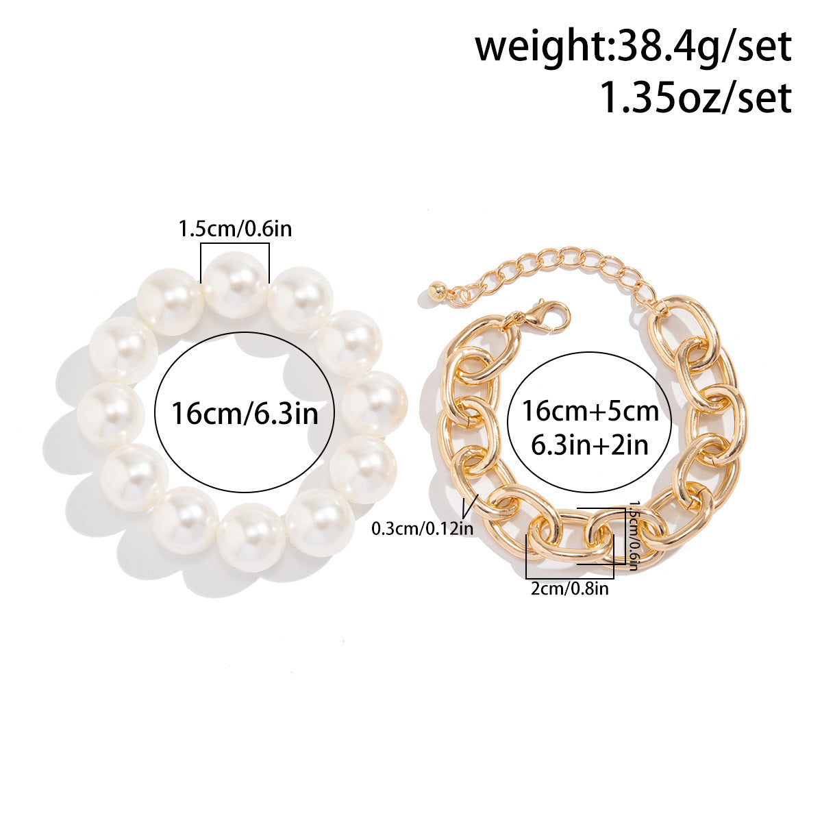 Hot selling geometric bead bracelet for women's fashion, exaggerated large round bead imitation pearl Bracelet