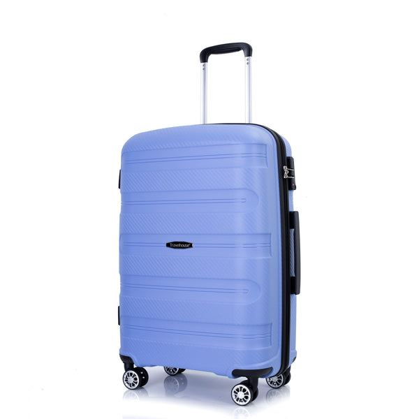 Hardshell Suitcase Spinner Wheels PP Luggage Sets Lightweight Durable Suitcase ,3-Piece Set (20/24/28) ,Purplish Blue