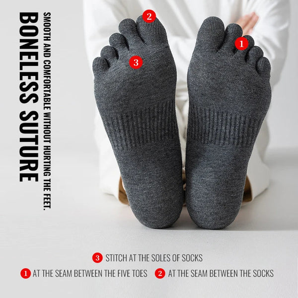 1 pair Pure Cotton Five Finger Short Socks Men Sweat Absorbent Antibacterial Breathable Mesh Boat Socks Running Sports Toe Sock - Gifts for You 'n Me